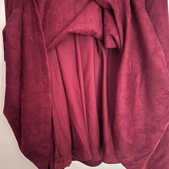 Suede Burgundy Midi Dress - Picture 3 of 4